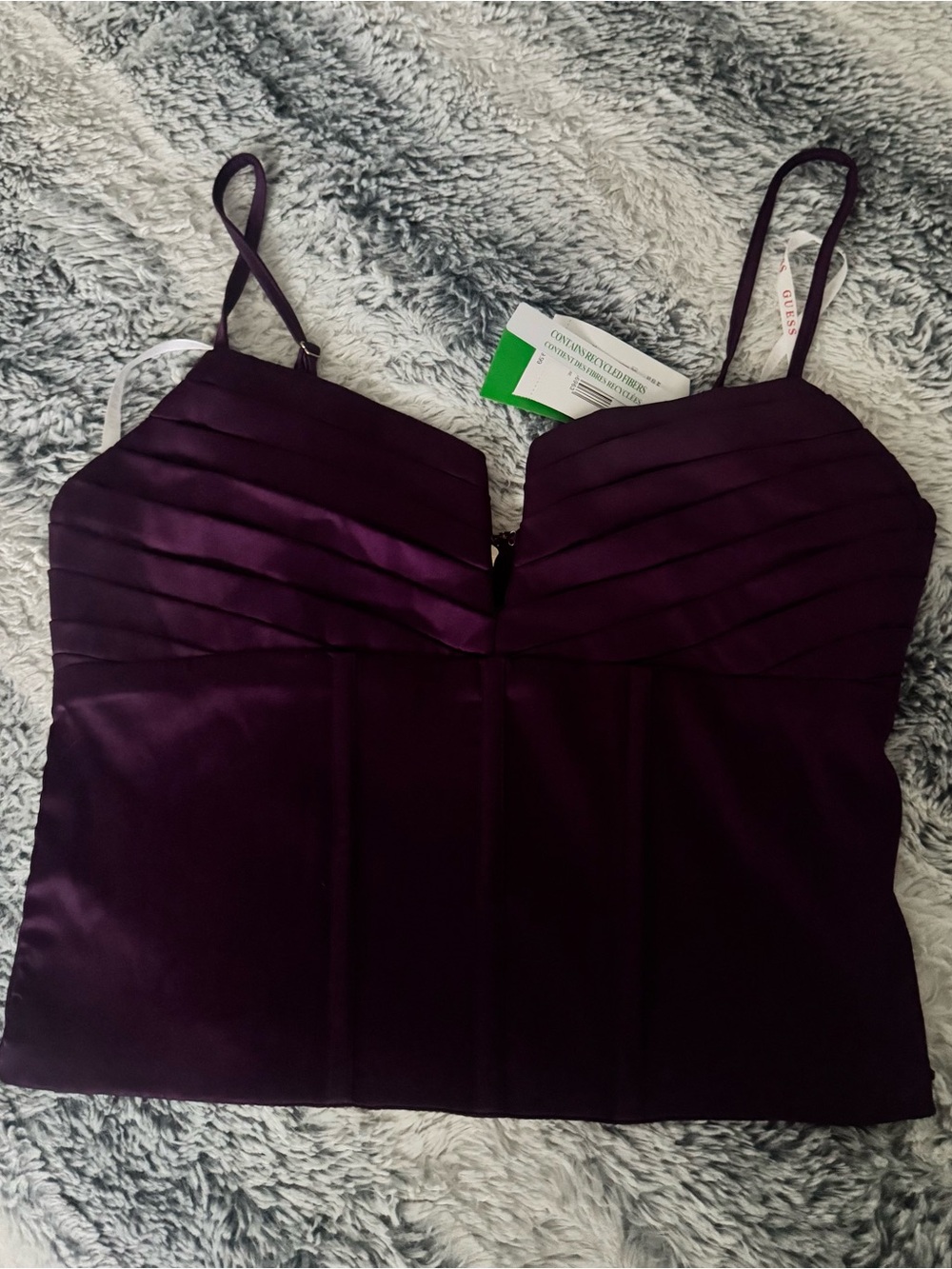 Guess Plum Purple Pleated Satin Tank Top
